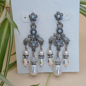 Vintage-Inspired Silver and Pearl Drop Earrings